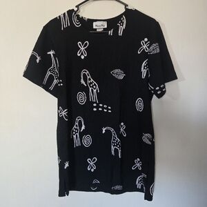 MaxiMa Tunic Length African Art Print Giraffe Textured Vintage Large